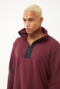 Erkek Koyu Bordo Yarım Fermuarlı Dik Yaka Sweatshirt Takım | 1626 - 9