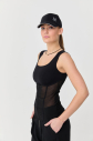 Kadın Transparan Detaylı Sıfır Kol Siyah Crop Body | 9761 - 6