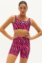 Kadın Pembe Zebra Destekli Spor Crop Top Toparlayıcı Bra Sporcu Sütyeni Büstiyer | 1671 - 2