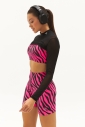 Kadın Pembe Zebra Destekli Spor Crop Top Toparlayıcı Bra Sporcu Sütyeni Büstiyer | 1671 - 5