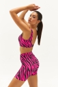 Kadın Pembe Zebra Destekli Spor Crop Top Toparlayıcı Bra Sporcu Sütyeni Büstiyer | 1671 - 1