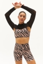 Kadın Bej Zebra Destekli Spor Crop Top Toparlayıcı Bra Sporcu Sütyeni Büstiyer | 0829 - 8