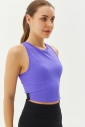 Kadın Mor Bisiklet Yaka Toparlayıcı Destekli Spor ve Günlük Destekli Crop Top Body Bra | 9209 - 3