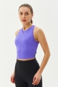 Kadın Mor Bisiklet Yaka Toparlayıcı Destekli Spor ve Günlük Destekli Crop Top Body Bra | 9209 - 7