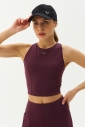 Kadın Bordo Bisiklet Yaka Toparlayıcı Destekli Spor ve Günlük Destekli Crop Top Body Bra | 9209 - 1