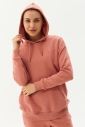 Pudra Pembe Kadın Kapüşonlu Kanguru Cepli Pamuklu Spor Düz Sweatshirt | 8785 - 1