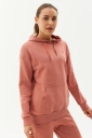 Pudra Pembe Kadın Kapüşonlu Kanguru Cepli Pamuklu Spor Düz Sweatshirt | 8785 - 11