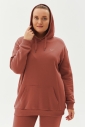 Kadın Toprak Kapüşonlu Kanguru Cepli Pamuklu Spor Düz Sweatshirt | 8785 - 2