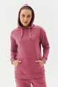 Kadın Koyu Pembe Kapüşonlu Kanguru Cepli Pamuklu Spor Düz Sweatshirt | 8785 - 1