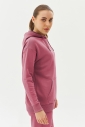 Kadın Koyu Pembe Kapüşonlu Kanguru Cepli Pamuklu Spor Düz Sweatshirt | 8785 - 6