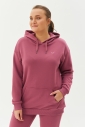 Kadın Koyu Pembe Kapüşonlu Kanguru Cepli Pamuklu Spor Düz Sweatshirt | 8785 - 3