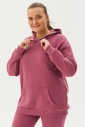 Kadın Koyu Pembe Kapüşonlu Kanguru Cepli Pamuklu Spor Düz Sweatshirt | 8785 - 5