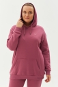 Kadın Koyu Pembe Kapüşonlu Kanguru Cepli Pamuklu Spor Düz Sweatshirt | 8785 - 2