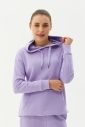 Kadın Lila Kapüşonlu Kanguru Cepli Pamuklu Spor Düz Sweatshirt | 8785 - 13