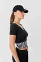 Kadın Siyah Kısa Kollu Desenli Spor Crop Body | 0077 - 4