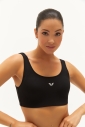 Kadın Siyah Organik Pamuklu Destekli Spor ve Günlük Crop Top Bra Sporcu Sütyeni | 0148 - 1