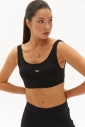 Kadın Siyah Organik Pamuklu Destekli Spor ve Günlük Crop Top Bra Sporcu Sütyeni | 0148 - 3