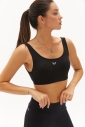 Kadın Siyah Organik Pamuklu Destekli Spor ve Günlük Crop Top Bra Sporcu Sütyeni | 0148 - 6