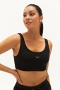 Kadın Siyah Organik Pamuklu Destekli Spor ve Günlük Crop Top Bra Sporcu Sütyeni | 0148 - 10