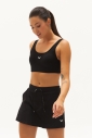 Kadın Siyah Organik Pamuklu Destekli Spor ve Günlük Crop Top Bra Sporcu Sütyeni | 0148 - 13