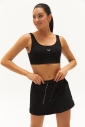 Kadın Siyah Organik Pamuklu Destekli Spor ve Günlük Crop Top Bra Sporcu Sütyeni | 0148 - 15