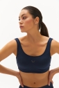 Kadın Lacivert Pamuklu Destekli Spor ve Günlük Crop Top Bra Sporcu Sütyeni | 0148 - 5