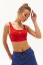 Kadın Kırmızı Organik Pamuklu Destekli Spor ve Günlük Crop Top Bra Sporcu Sütyeni | 0148 - 3