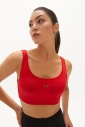 Kadın Kırmızı Organik Pamuklu Destekli Spor ve Günlük Crop Top Bra Sporcu Sütyeni | 0148 - 17