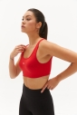 Kadın Kırmızı Organik Pamuklu Destekli Spor ve Günlük Crop Top Bra Sporcu Sütyeni | 0148 - 12