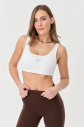 Kadın Beyaz Organik Pamuklu Destekli Spor Ve Günlük Crop Top Bra Sporcu Sütyeni | 0148 - 10