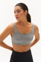 Kadın Gri Organik Pamuklu Destekli Spor ve Günlük Crop Top Bra Sporcu Sütyeni | 0148 - 9