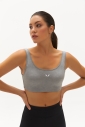 Kadın Gri Organik Pamuklu Destekli Spor ve Günlük Crop Top Bra Sporcu Sütyeni | 0148 - 1