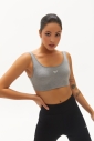 Kadın Gri Organik Pamuklu Destekli Spor ve Günlük Crop Top Bra Sporcu Sütyeni | 0148 - 2