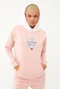 Kadın Pembe Kapüşonlu İpli Sweatshirt Takım | 1663 - 1