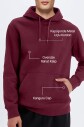 Peak Erkek Bordo Pamuklu Oversize Kanguru Cepli Kapüşonlu Sweatshirt | 7017 - 3