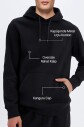 Peak Erkek Siyah Pamuklu Kanguru Cepli Kapüşonlu Sweatshirt | 7017 - 3