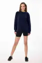 Peak Kadın Lacivert Oversize Bisiklet Yaka Basic Sweatshirt | 7015 - 1