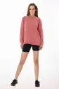 Peak Kadın Pudra Oversize Bisiklet Yaka Basic Sweatshirt | 7015 - 1