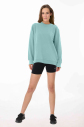 Peak Kadın Mavi Oversize Bisiklet Yaka Basic Sweatshirt | 7015 - 2