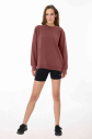 Peak Kadın Toprak Oversize Bisiklet Yaka Basic Sweatshirt | 7015 - 1