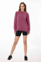 Peak Kadın Plum Oversize Bisiklet Yaka Basic Sweatshirt | 7015 - 1