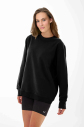 Peak Kadın Siyah Oversize Bisiklet Yaka Basic Sweatshirt | 7015 - 1