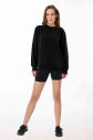 Peak Kadın Siyah Oversize Bisiklet Yaka Basic Sweatshirt | 7015 - 2