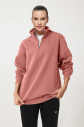 Peak Kadın Pudra Oversize Fermuarlı Yaka Sweatshirt | 7012 - 1