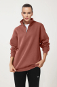 Peak Kadın Toprak Oversize Fermuarlı Yaka Sweatshirt | 7012 - 1