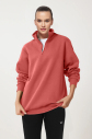 Peak Kadın Rouge Oversize Fermuarlı Yaka Sweatshirt | 7012 - 1